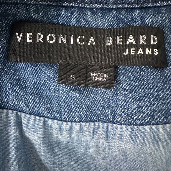 Veronica Beard Killian Quilted Denim Jacket Women Small Blue Pockets Snap Front - Picture 6 of 10